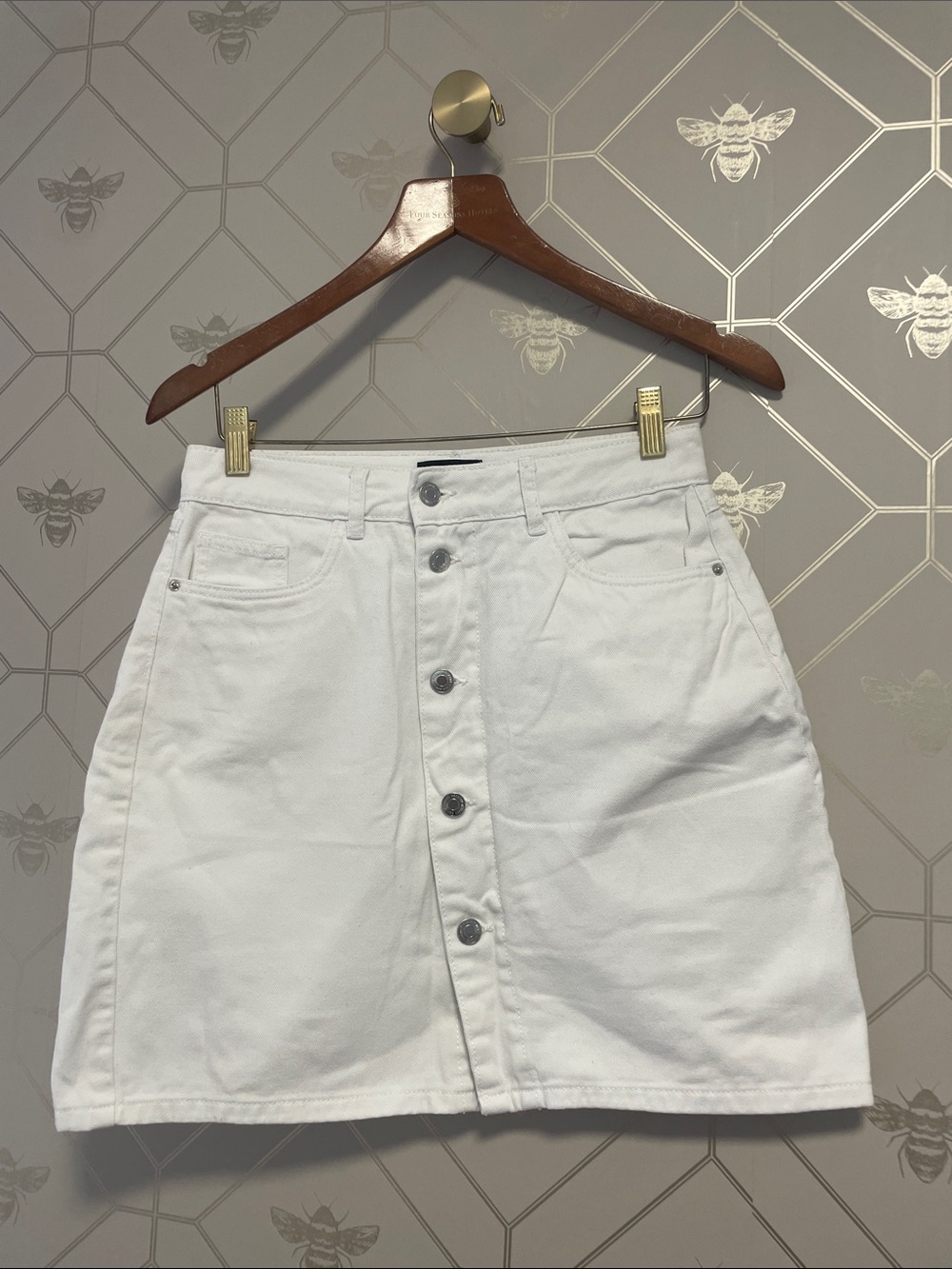 Vero Moda White Button-Front Mini Skirt